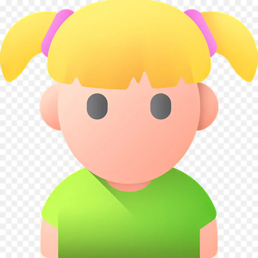 Niña，Chica Rubia Con Camisa Verde PNG