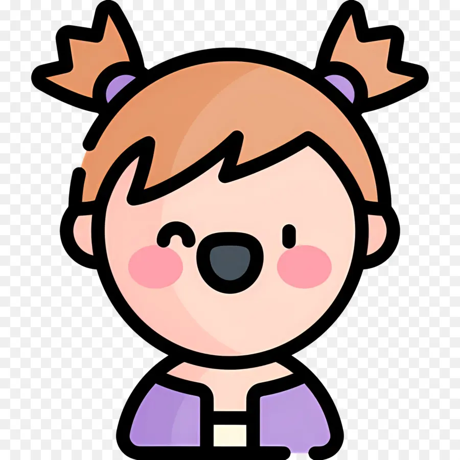 Niña，Chica De Dibujos Animados Con Coletas PNG