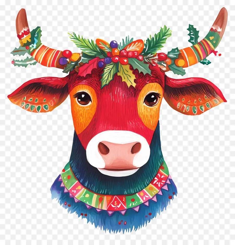 Vaca Navideña，Vaca Festiva PNG