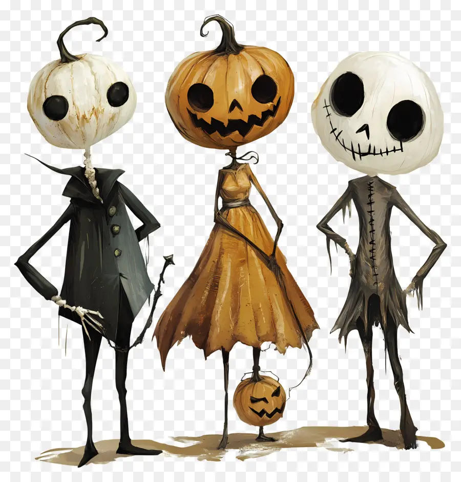 Noche De Halloween，Personajes De Calabaza PNG