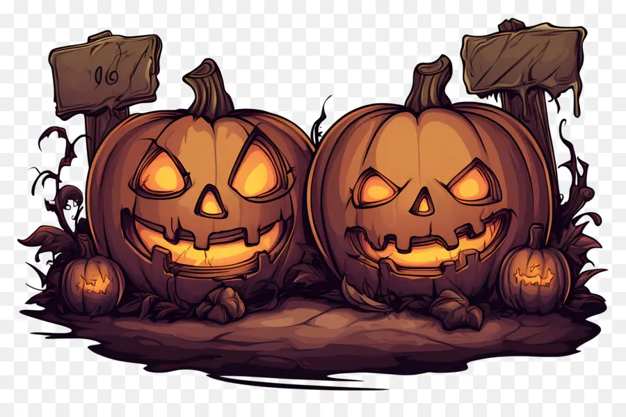 Plantilla De Pancarta De Halloween，Jack O' Lanterns PNG