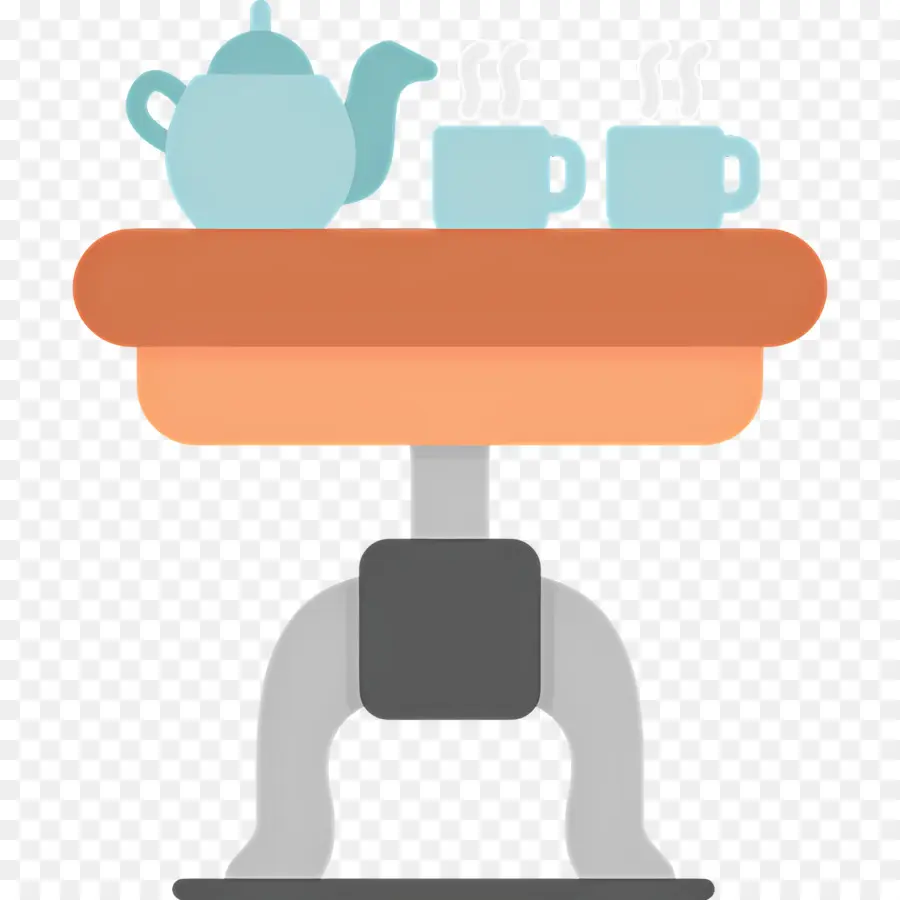 Mesa De Centro，Tetera Y Tazas En La Mesa PNG