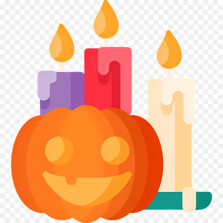 Velas De Halloween，Calabaza Con Velas PNG