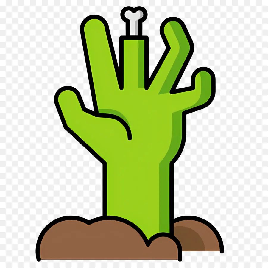 Mano De Halloween，Mano Verde Con Hueso PNG