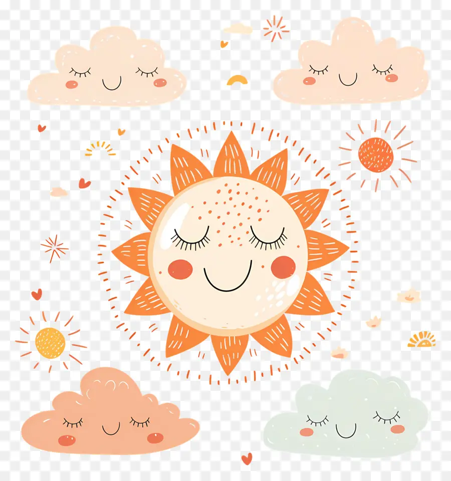 Sol Kawaii，Sol Y Nubes PNG