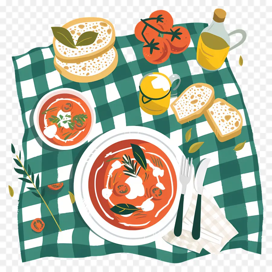 Mesa De Picnic，Sopa De Tomate PNG