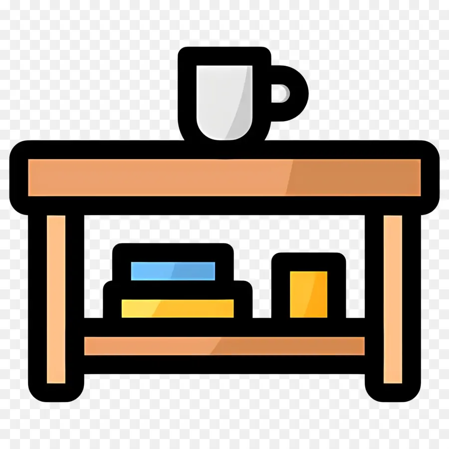 Mesa De Centro，Mesa Con Taza Y Libros PNG