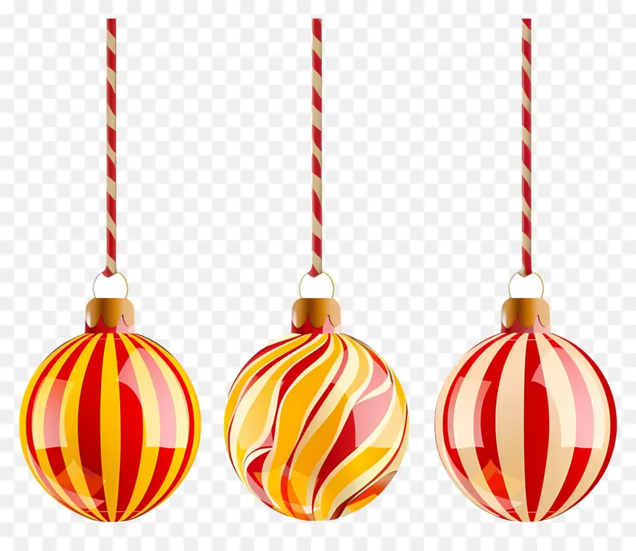 Bolas De Navidad Colgantes，Adornos Rayados PNG