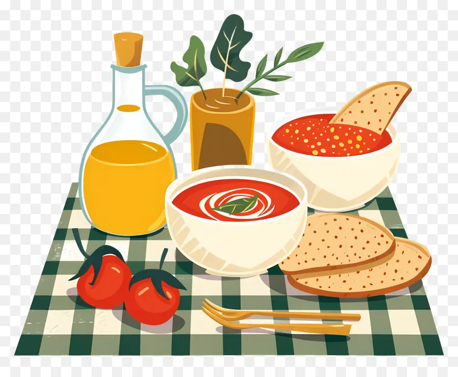 Mesa De Picnic，Sopa Y Pan PNG