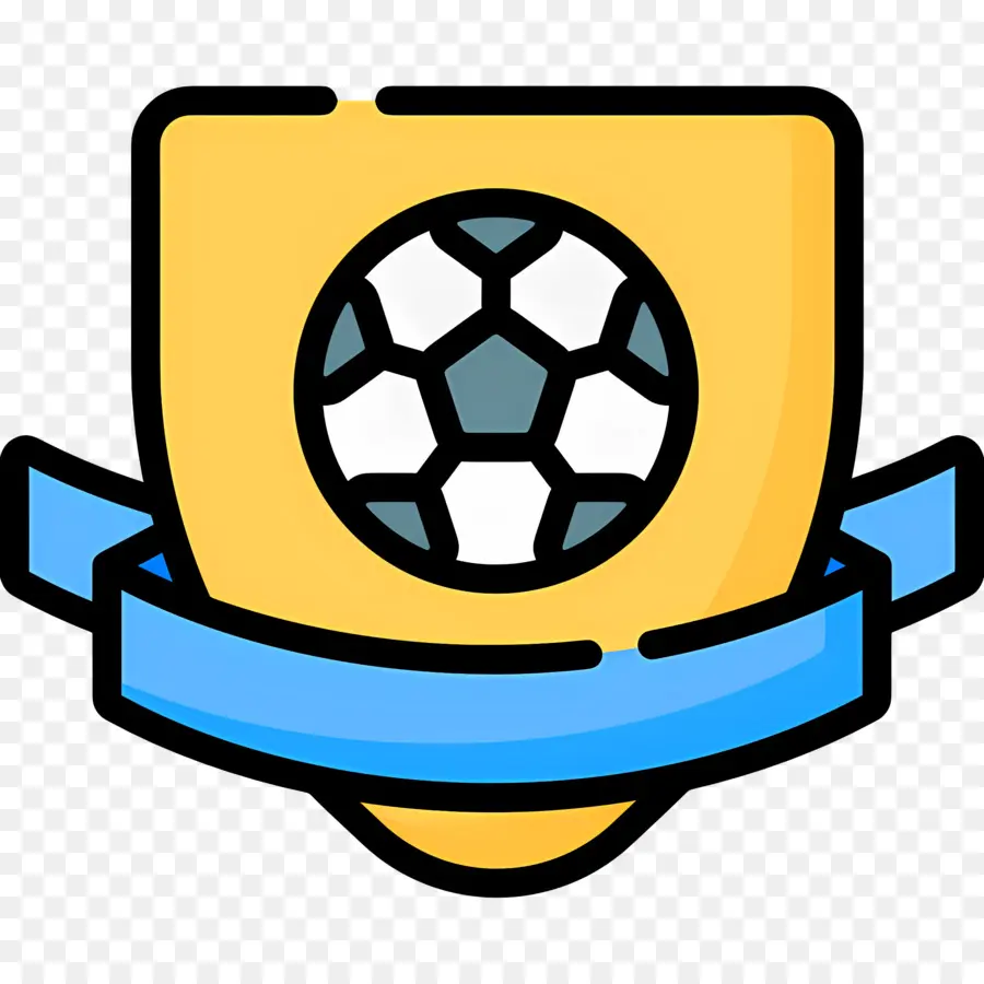 Club De Futbol，Escudo Amarillo Con Balón De Fútbol PNG