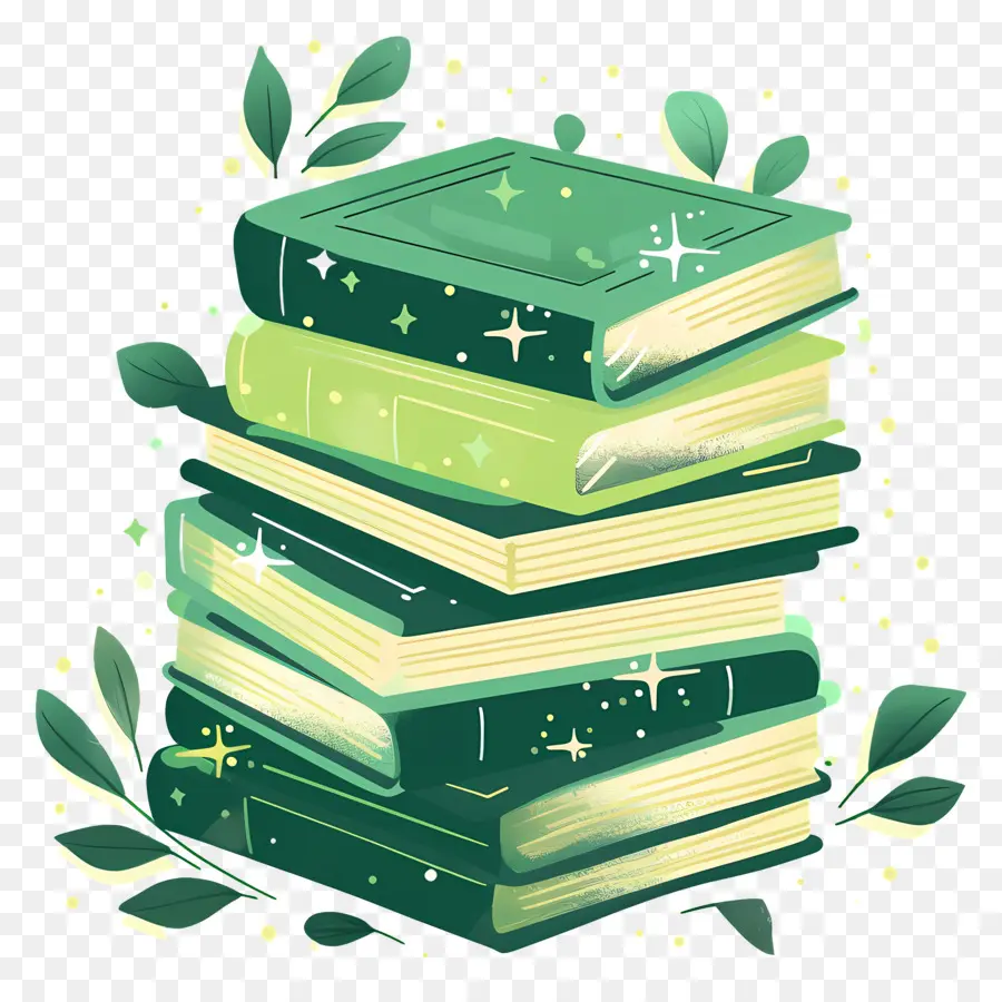 Libros Verdes，Pila De Libros PNG