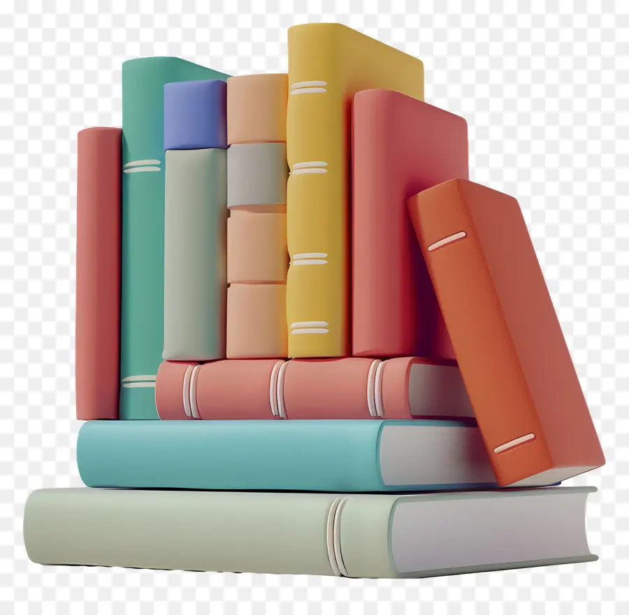 Libros Animados，Pila De Libros Coloridos Con Formas PNG