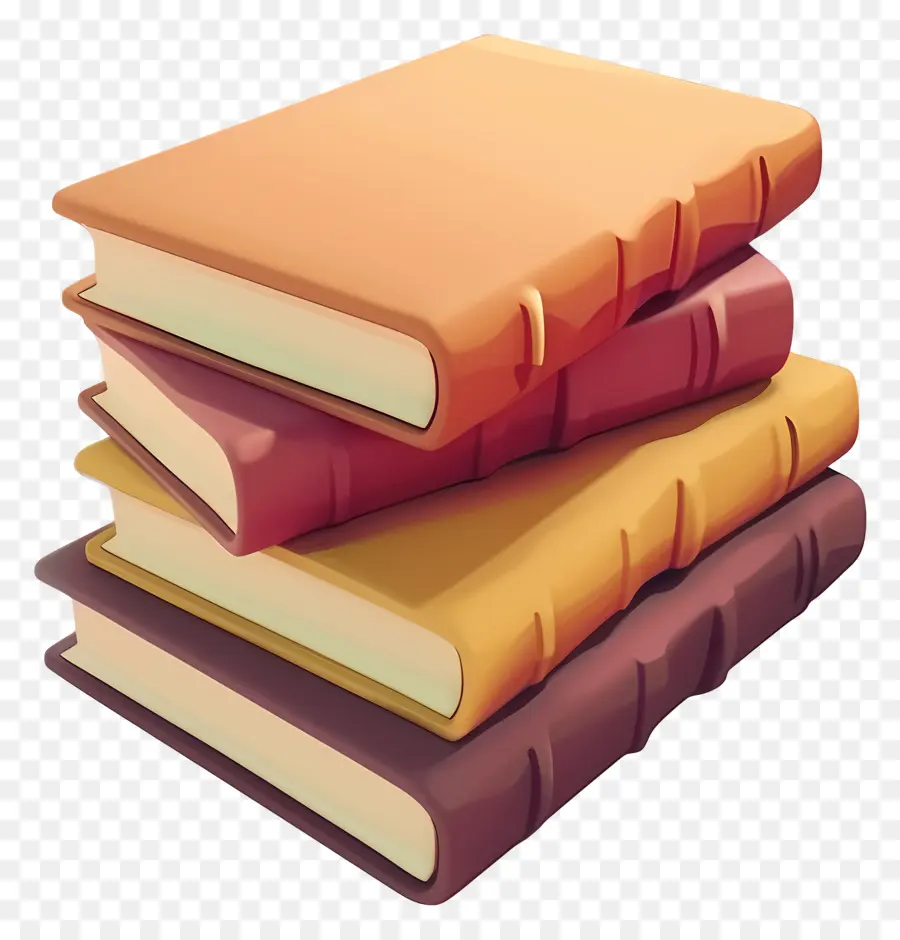 Libros Animados，Pila De Libros En Colores Pastel PNG