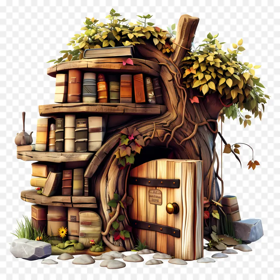 Libros Animados，Casa Del árbol PNG