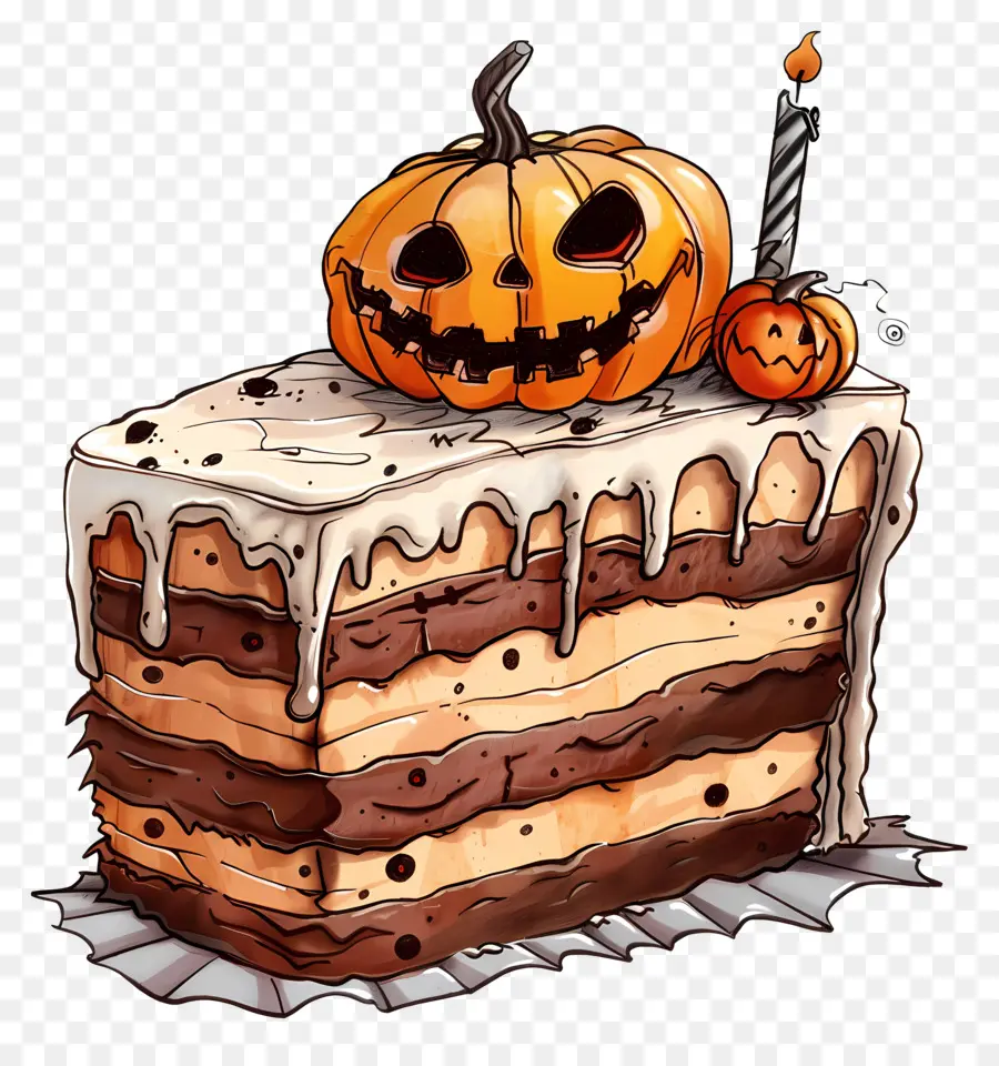 Pastel De Halloween，Rebanada De Pastel De Halloween PNG