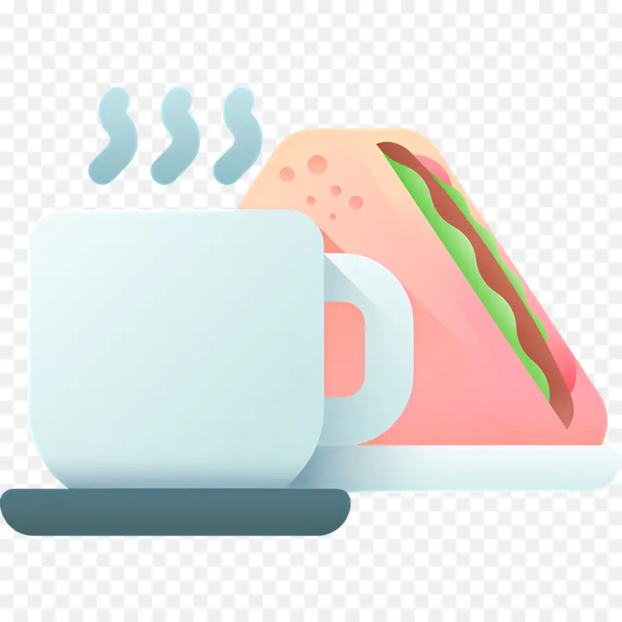 Desayuno Cafe，Taza Y Sándwich PNG