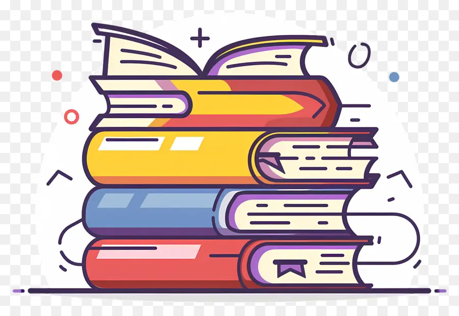 Icono De Libros，Pila De Libros Coloridos PNG