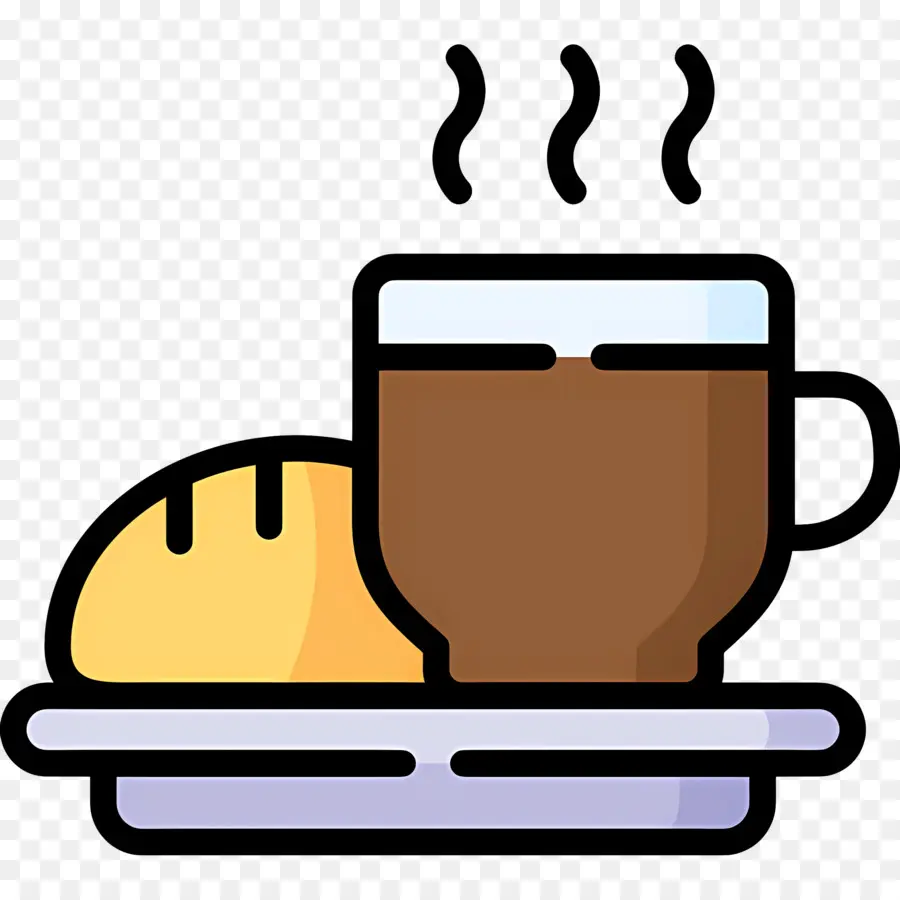 Desayuno Cafe，Taza De Café Y Croissant PNG