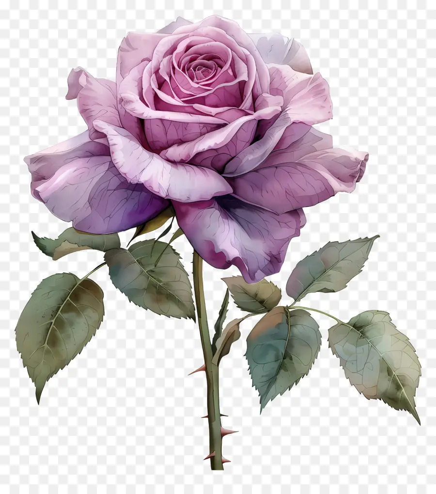 Rosa Acuarela，Rosas Moradas PNG