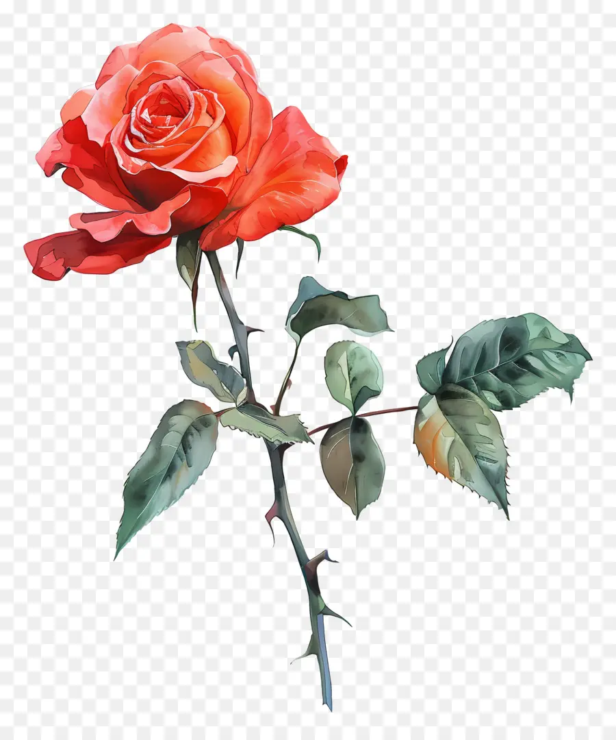 Rosa Acuarela，Rosas Rojas PNG