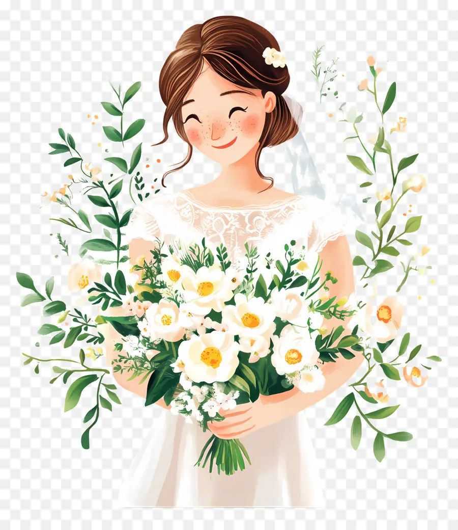 Flores De Boda，Novia Con Ramo PNG