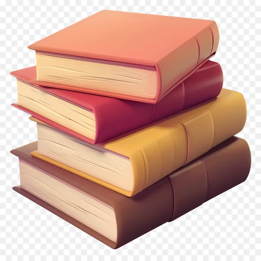 Libros Animados，Pila De Libros En Colores Pastel PNG