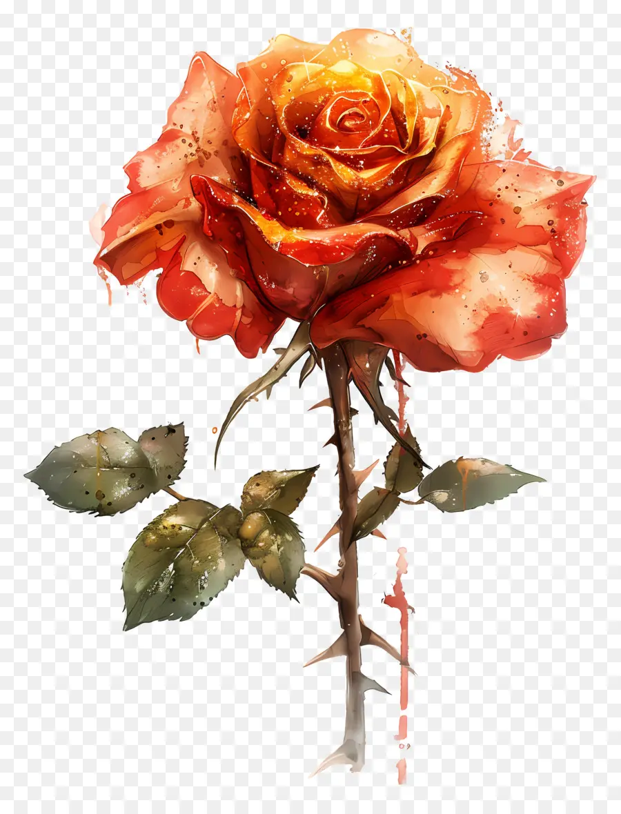 Rosa Acuarela，Rosas Rojas PNG