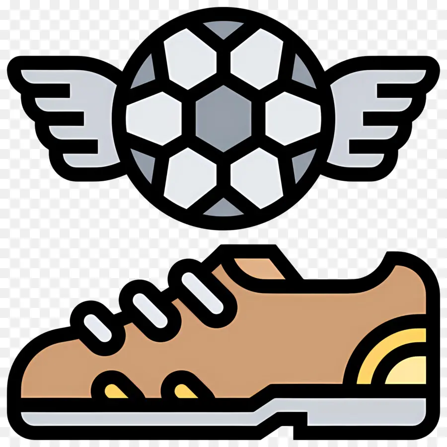 Botas De Futbol，Taco De Fútbol Marrón Y Balón Alado PNG