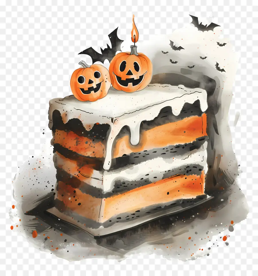 Pastel De Halloween，Rebanada De Pastel De Halloween PNG