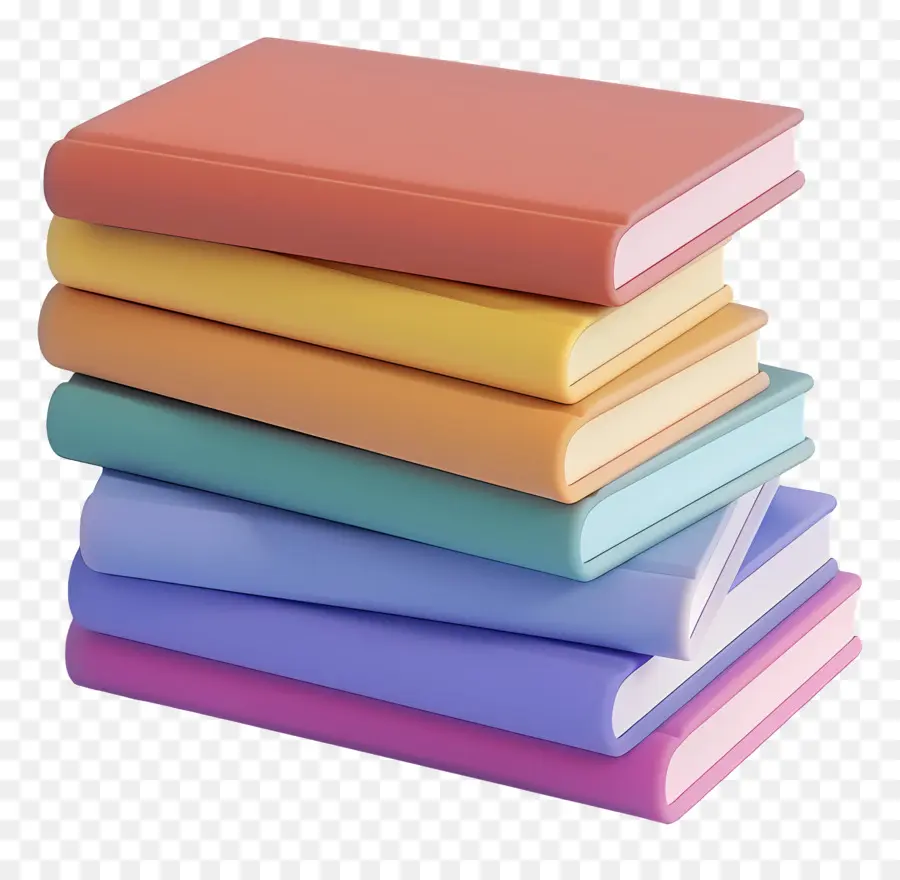 Libros Animados，Pila De Libros En Colores Pastel PNG