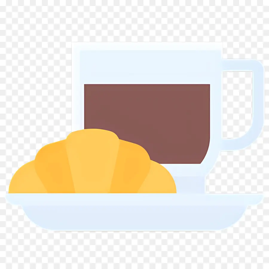 Desayuno Cafe，Taza De Café Y Croissant PNG