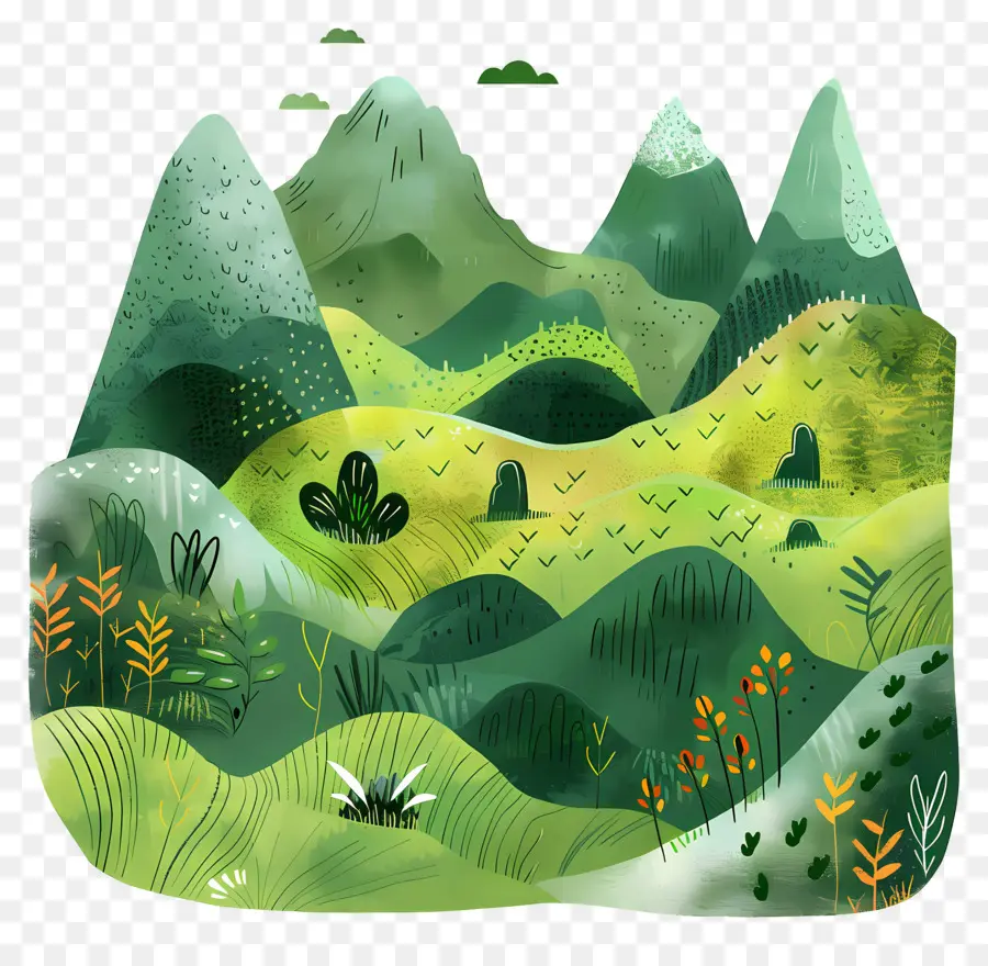 Montaña Verde，Paisaje Verde PNG