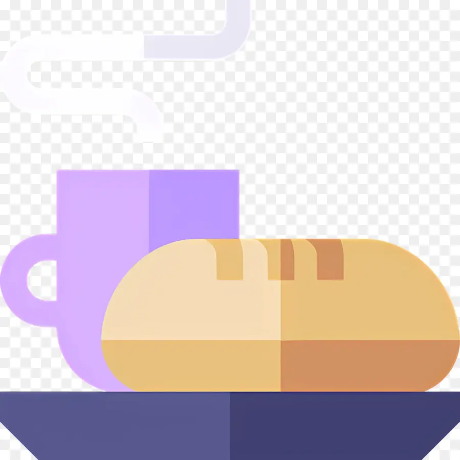 Desayuno Cafe，Pan Y Taza Morada PNG