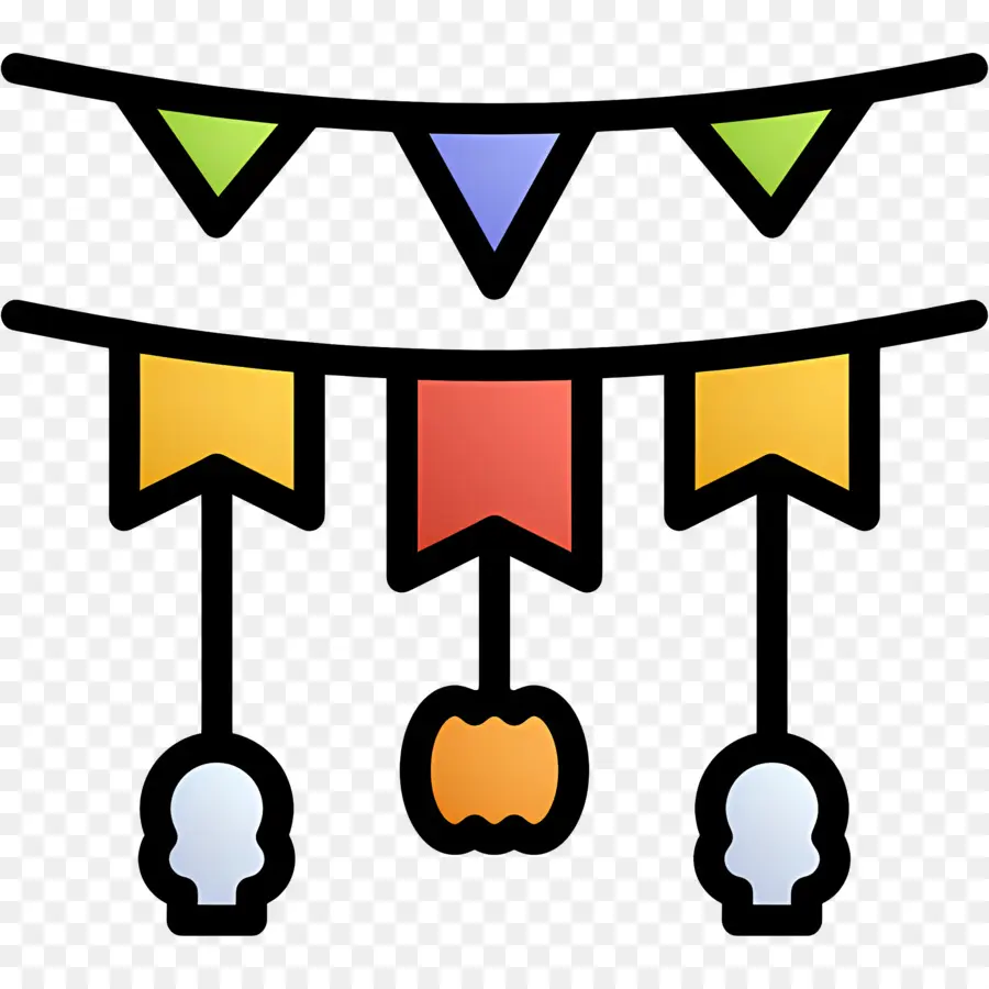 Empavesado De Halloween，Pancartas Coloridas PNG