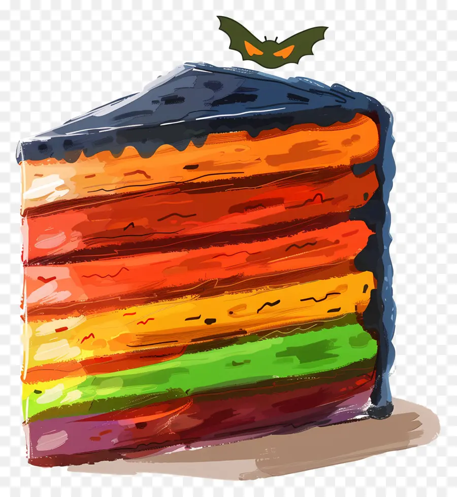 Pastel De Halloween，Rebanada De Pastel Colorido PNG