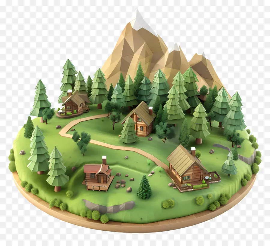 Cabaña De Montaña，Pueblo En Miniatura PNG