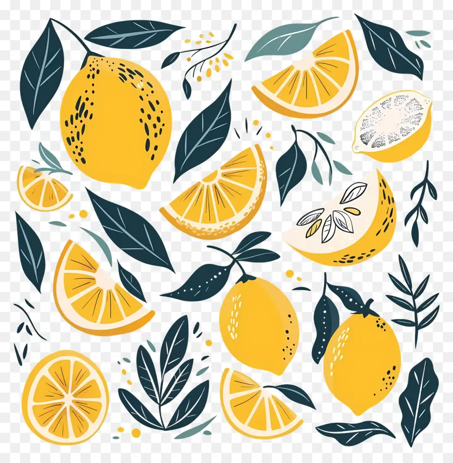 Limones Con Hojas，Limones PNG