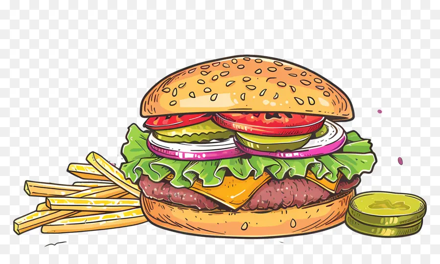 Hamburguesa Animada，Hamburguesa Con Queso PNG