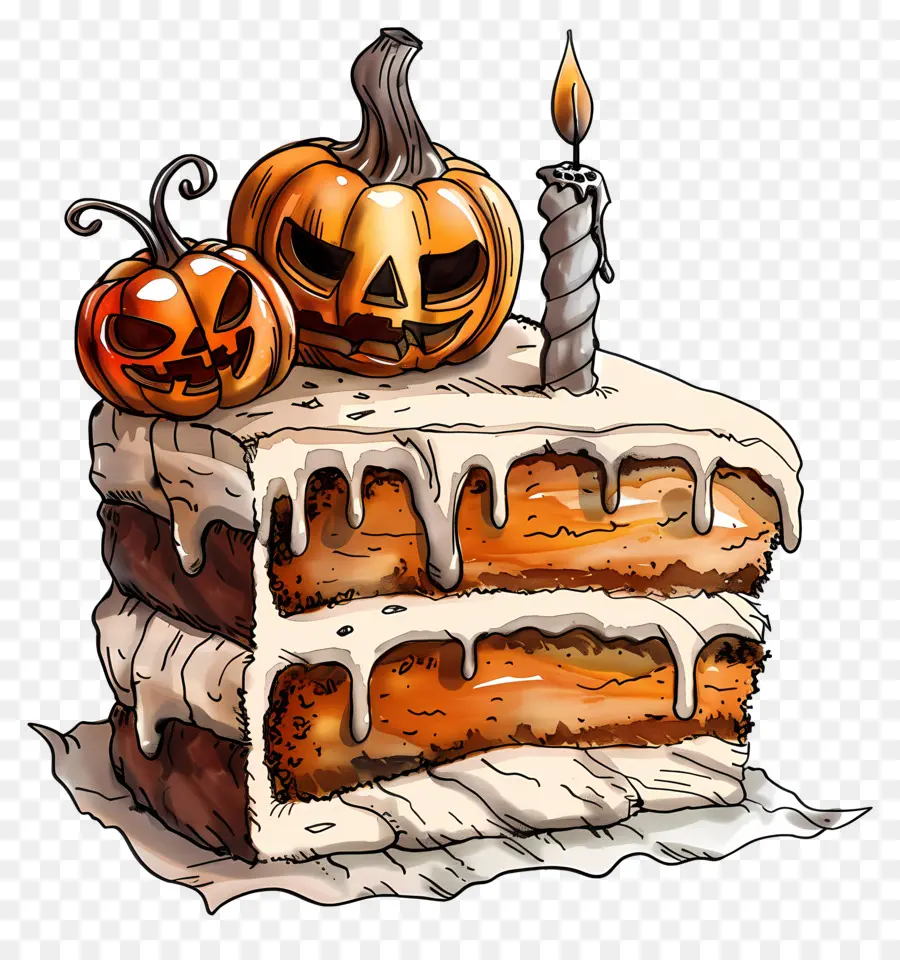 Pastel De Halloween，Rebanada De Pastel De Halloween PNG