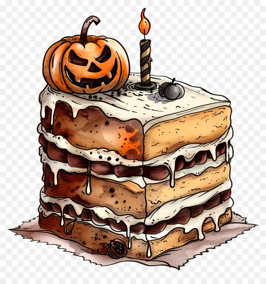 Pastel De Halloween，Rebanada De Pastel De Halloween PNG