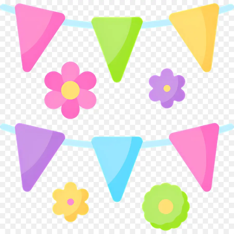 Empavesado De Fiesta De Flores，Banderas Coloridas PNG