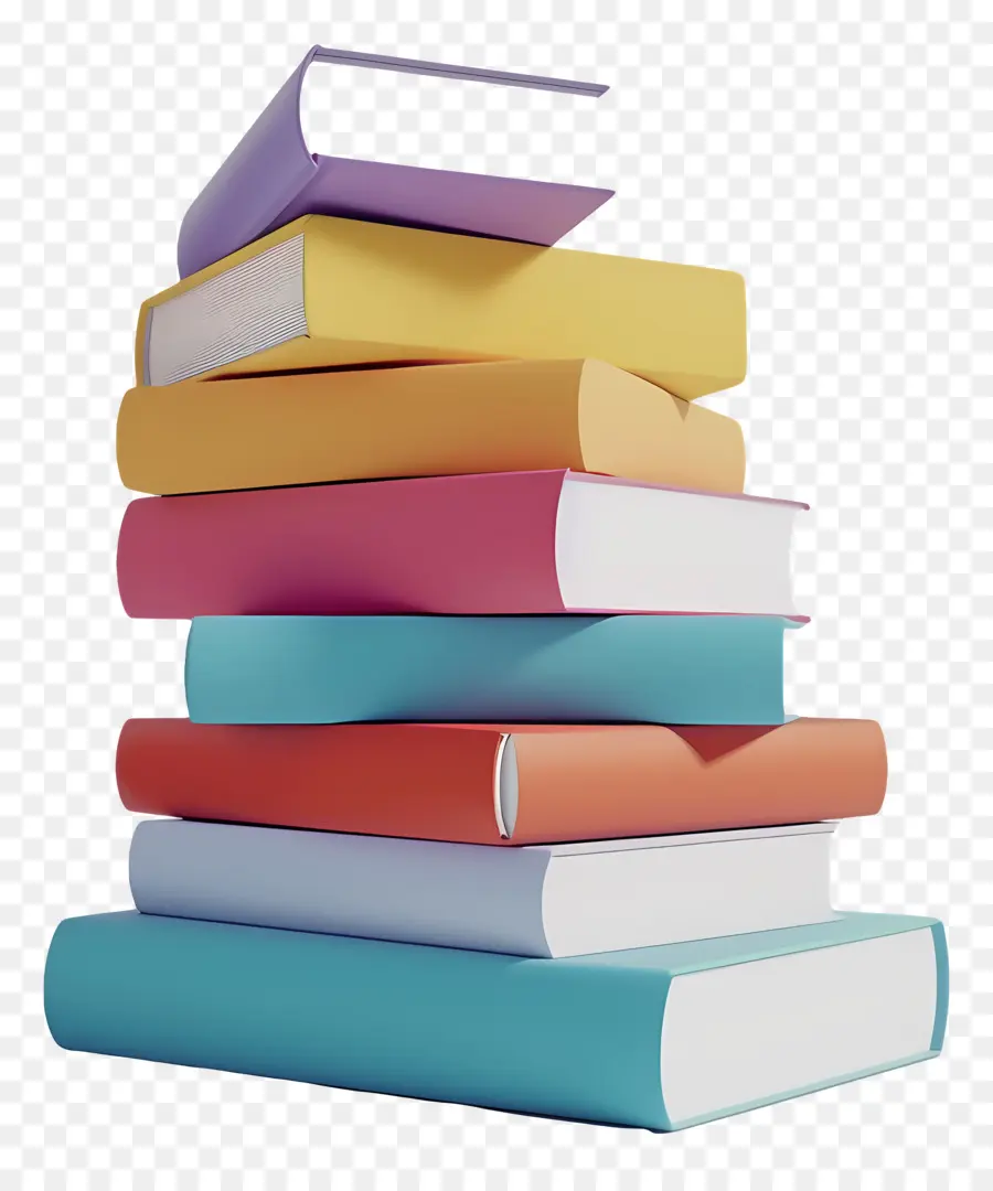 Libros Animados，Pila De Libros En Colores Pastel PNG