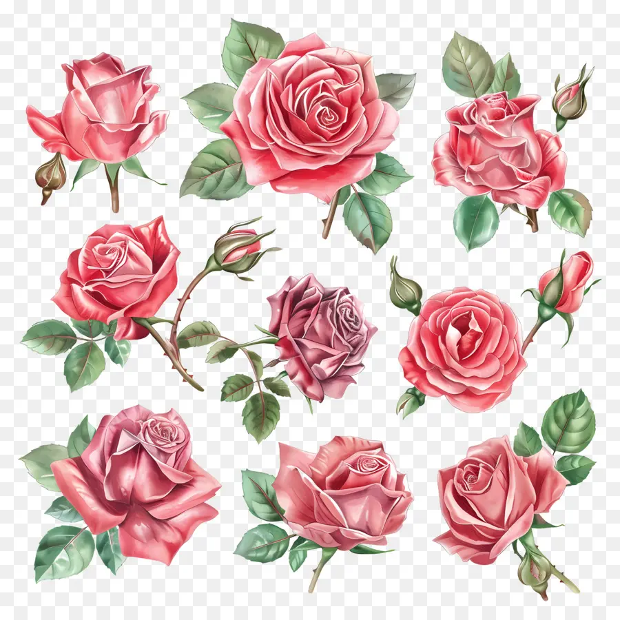 Rosa Acuarela，Rosas Coloridas PNG