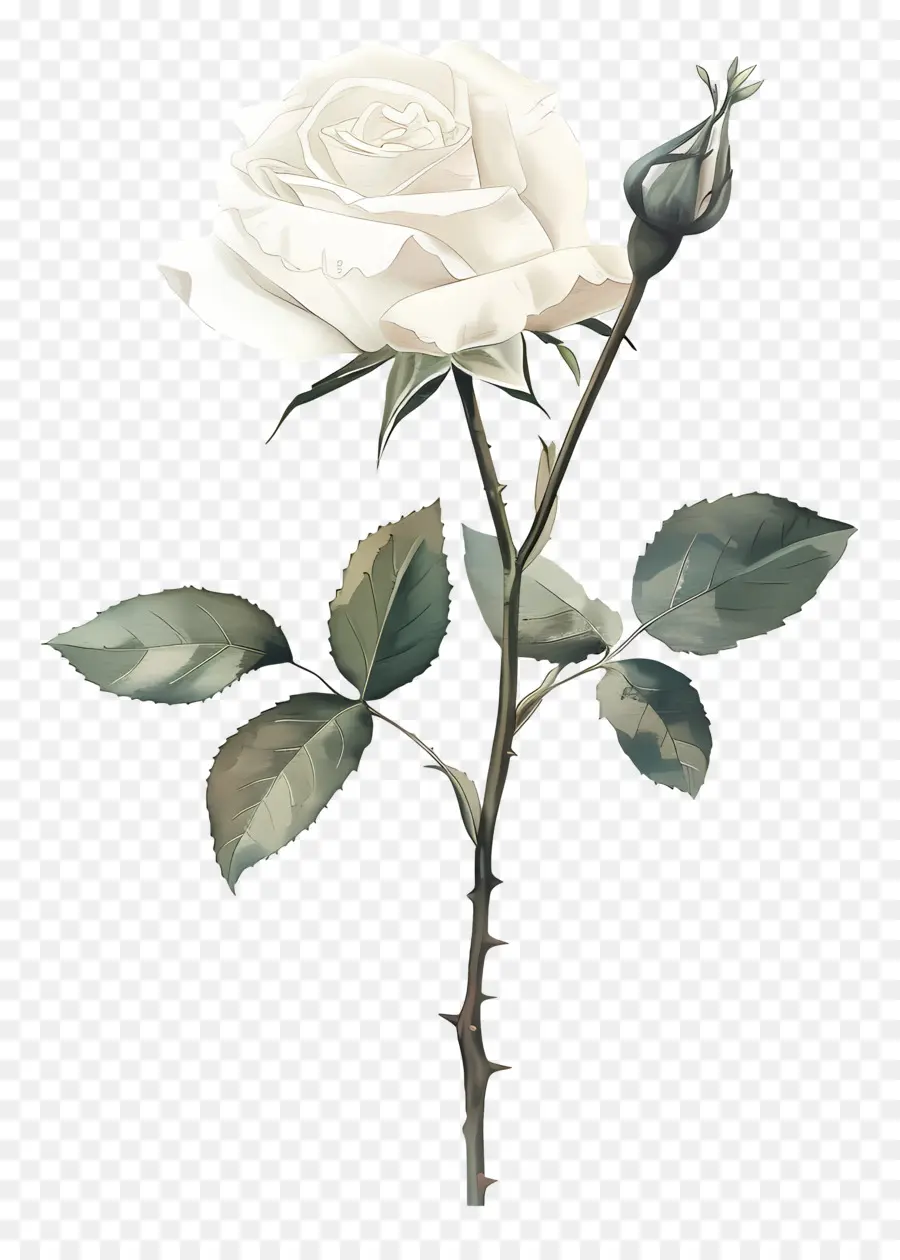 Rosa Acuarela，Rosa Blanca PNG