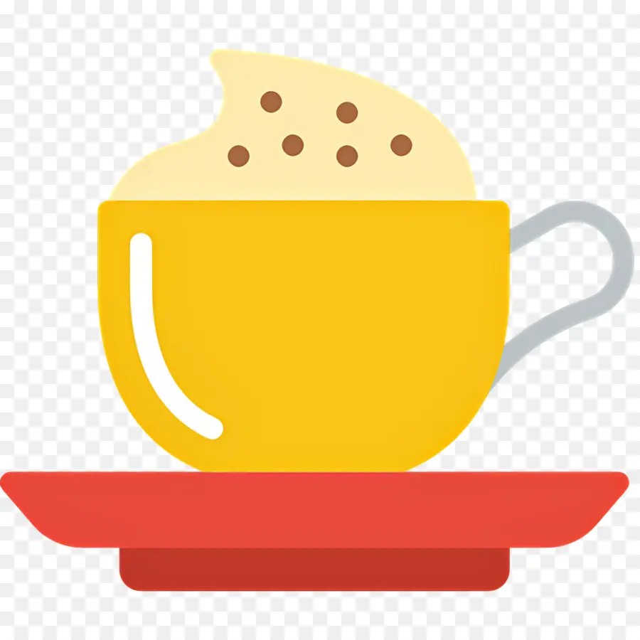 Café Capuchino，Taza Amarilla PNG