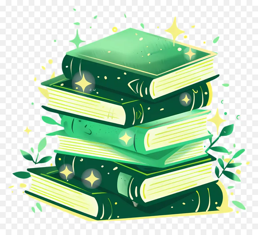 Libros Verdes，Pila De Libros PNG