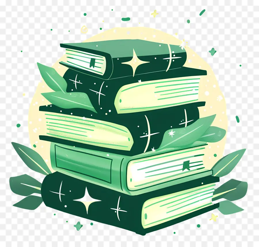 Libros Verde，Pila De Libros PNG