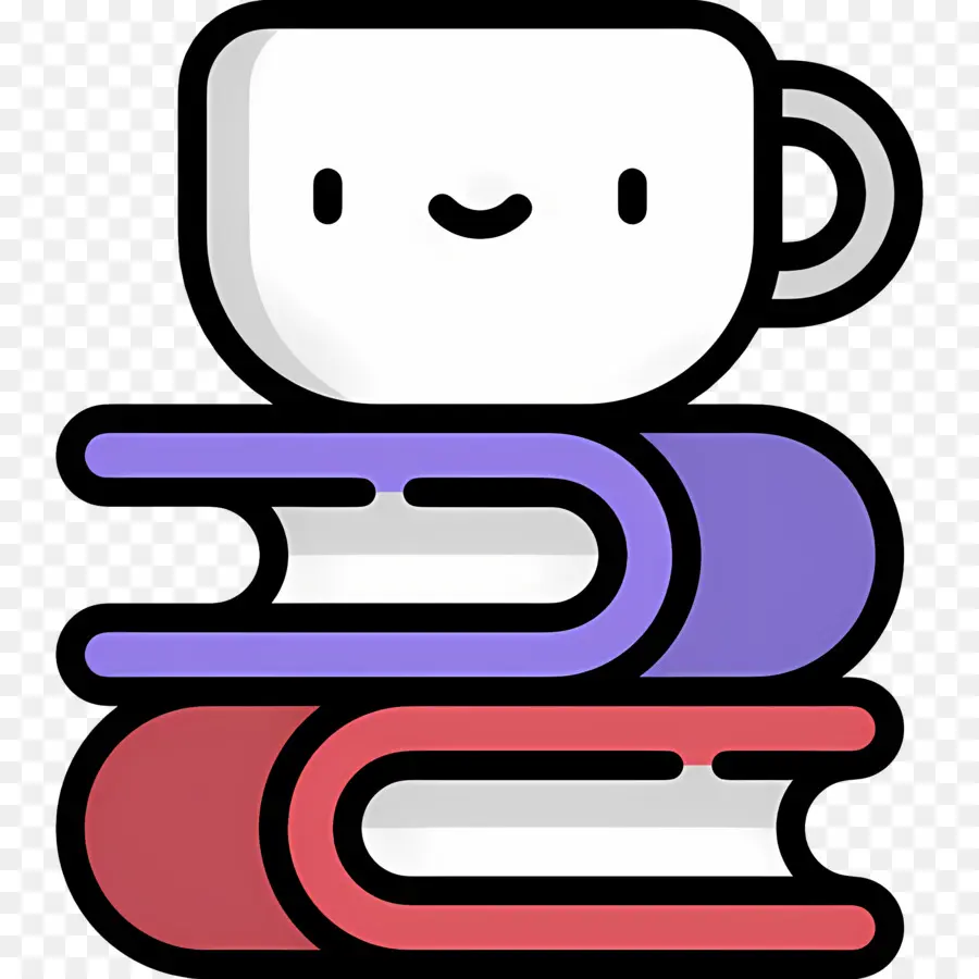 Libro Y Cafe，Taza Sonriente Y Libros PNG