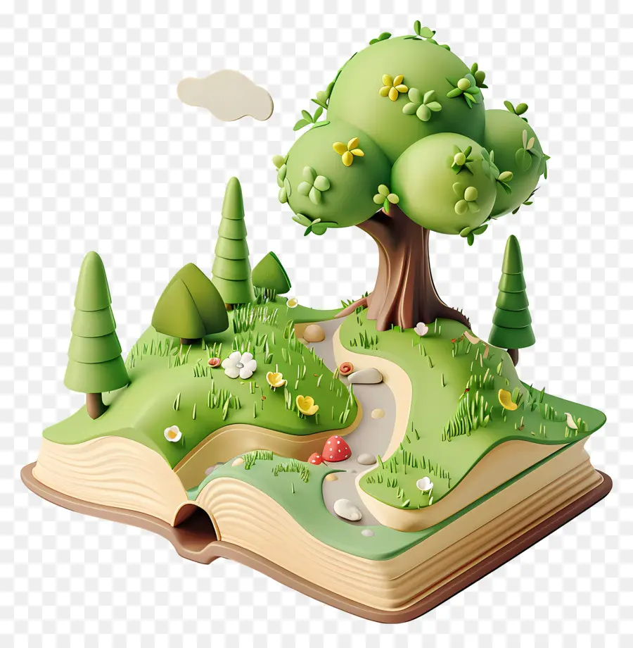 Libros Animados，Reserva Con árbol PNG