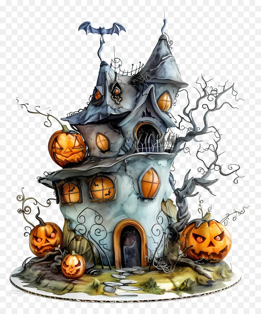 Pastel De Halloween，Casa Embrujada PNG